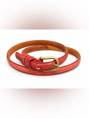 Vintage Coach Red Leather Belt Size 30 Solid Brass Buckle USA Made Classic Belt